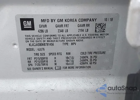 2019 Buick Encore Fwd Preferred из США, поврежденный, VIN KL4CJASB0KB781456